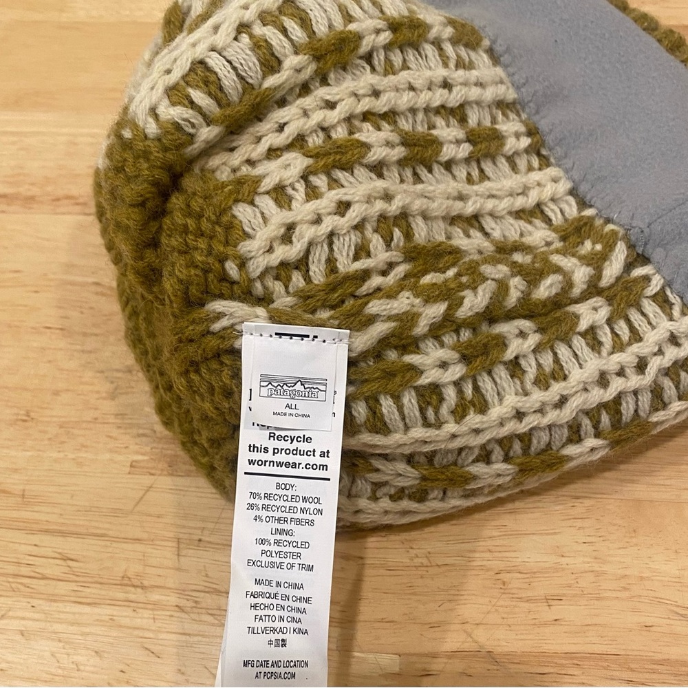 Patagonia women’s Snowbelle beanie ridge Cosmic Gold with fleece headband NWT OS - Picture 6 of 8